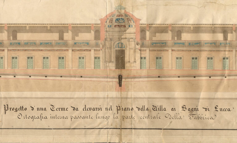 Prospetti storici di Giovanni Lazzarini per le Docce Basse a Bagni di Lucca