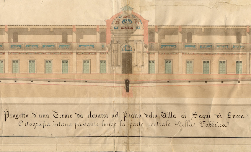 Prospetti storici di Giovanni Lazzarini per le Docce Basse a Bagni di Lucca