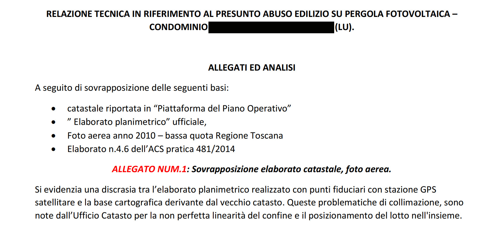 Relazione tecnica per distinguere errore grafico e difformità edilizia