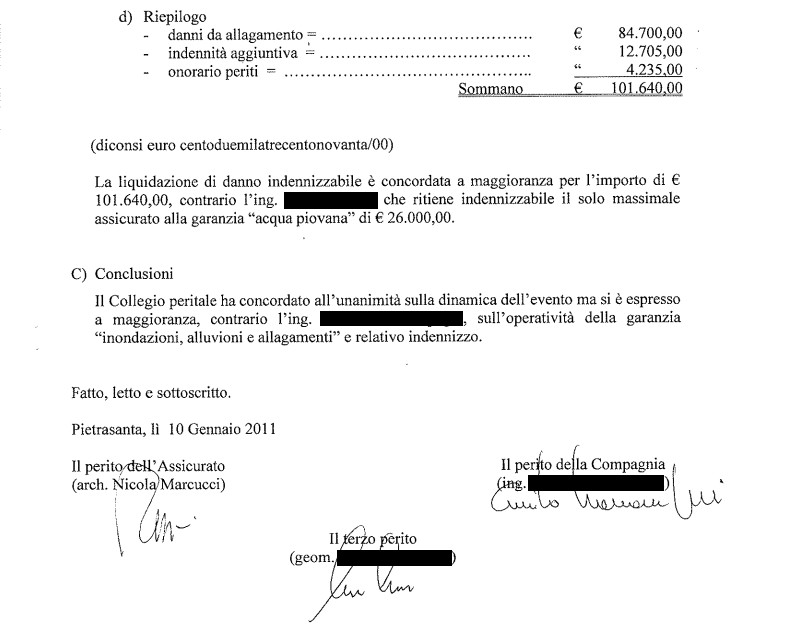 Confronto peritale per danni da allagamento a Lucca