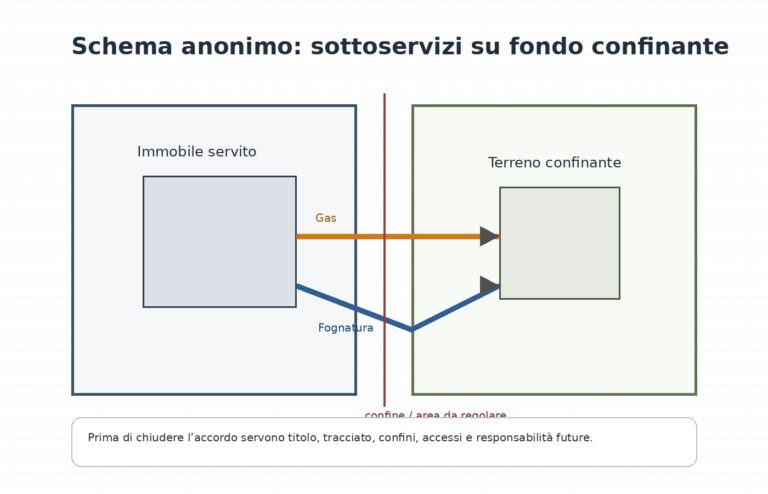 Schema anonimo di servitù fognatura gas su terreno confinante