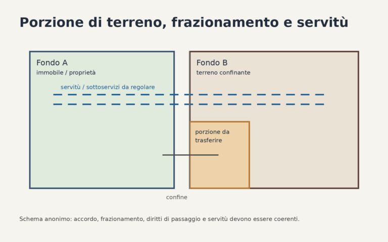 Schema anonimo di vendita porzione terreno con frazionamento e servitù