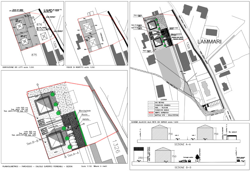 Planimetria dei due lotti edificabili residui inseriti nel comparto urbanistico